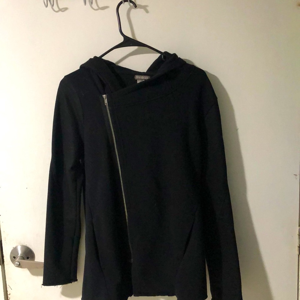 H&M asymmetrical zip hoodie in black